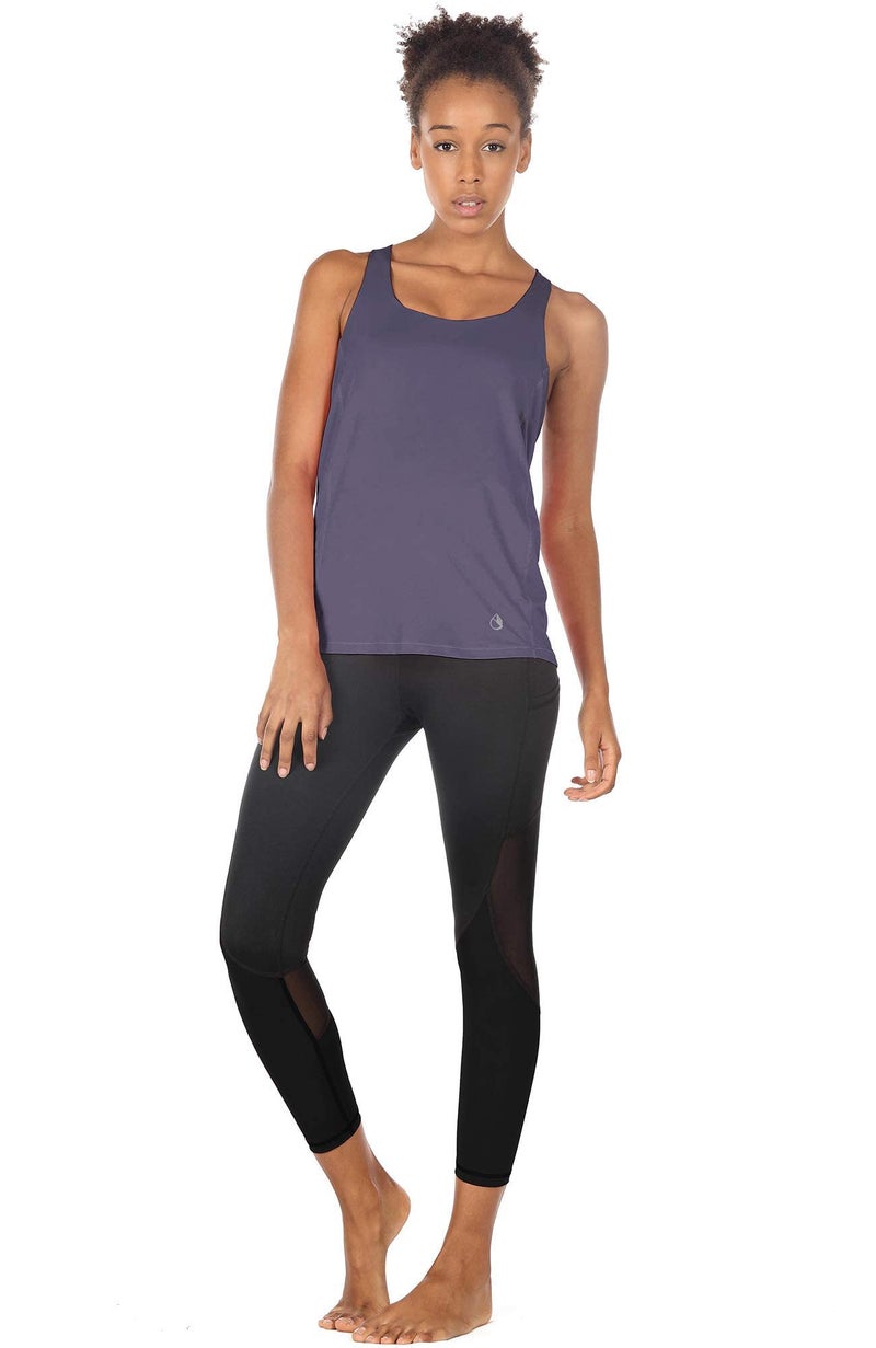 icyzone Yoga Tops Workouts Clothes Activewear Built in Bra Tank Tops for Women (XL, Purple) - Image 3